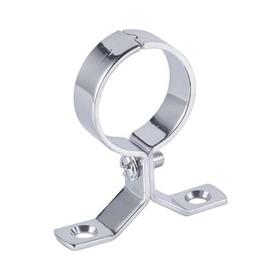 Clamps de tubos de cobre cromados e suportes ajustáveis de latão para uso em tubulações industriais.